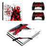 Deadpool Design Skin Sticker Protector For Sony Playstation 4 Pro Console+2PCS Controller Skin Decal Cover